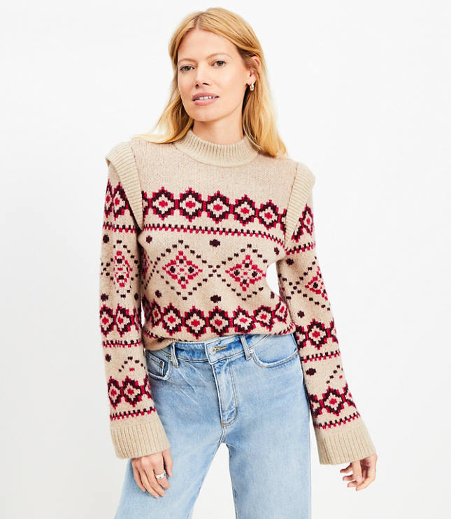 Fair Isle Shoulder Trim Sweater