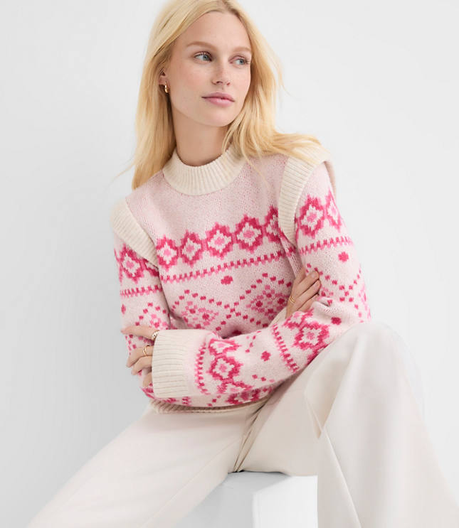 Fair Isle Shoulder Trim Sweater