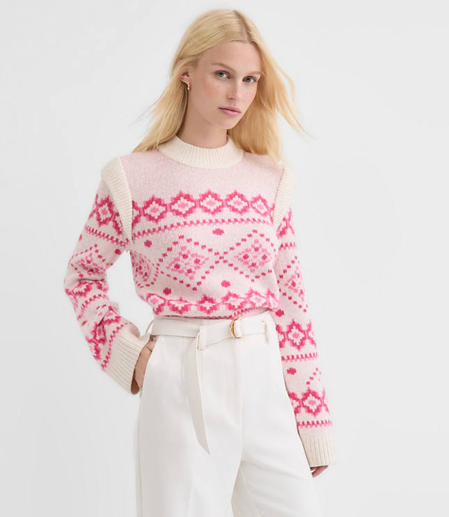 Fair Isle Shoulder Trim Sweater