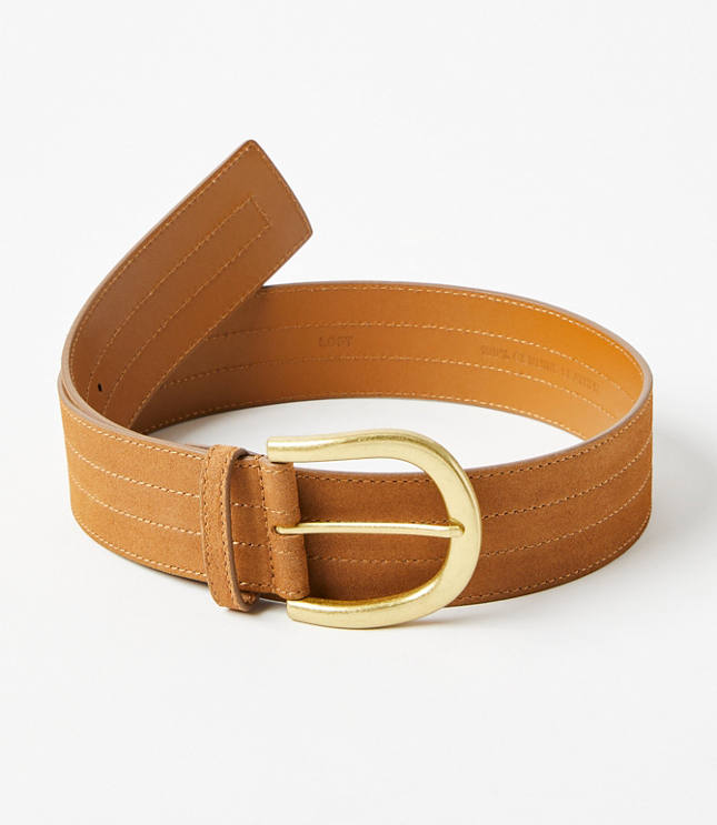 Suede Wide Belt - Cognac