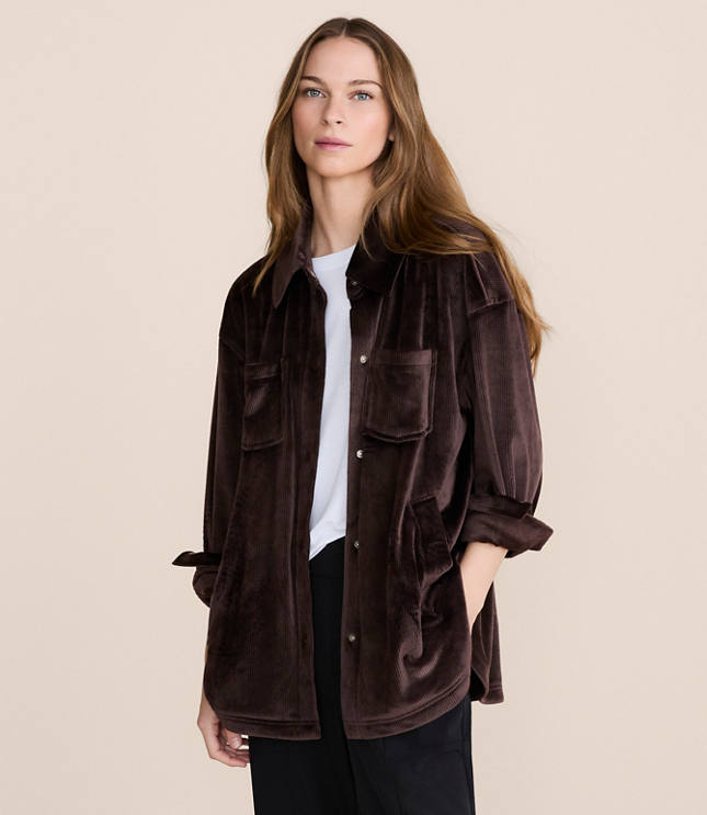 Lou & Grey Ribbed Velour Shirt Jacket