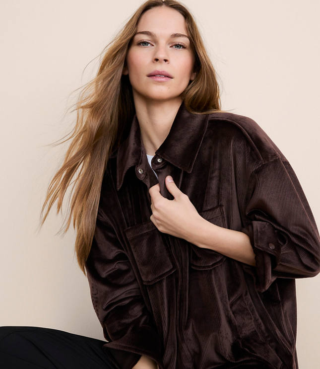 Lou & Grey Ribbed Velour Shirt Jacket