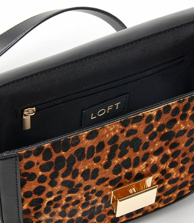 Leopard Print Haircalf Box Shoulder Bag