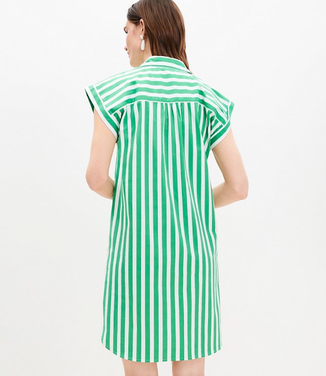 Petite Striped Cap Sleeve Mini Shirtdress