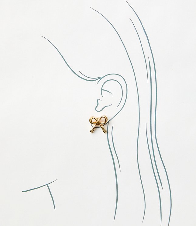 Metal Bow Earrings - Goldtone