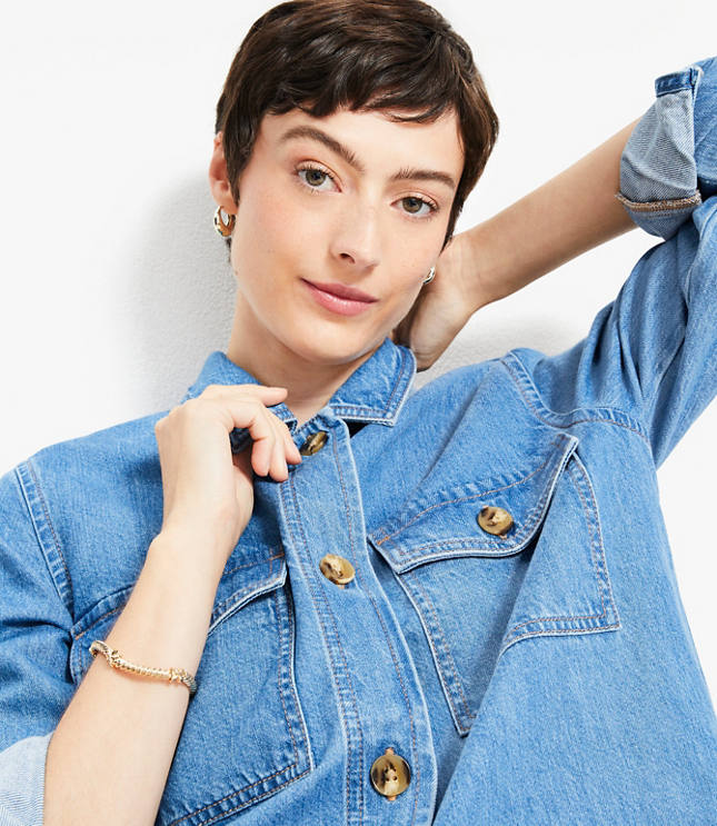 Denim Shirt Jacket Classic Mid Wash