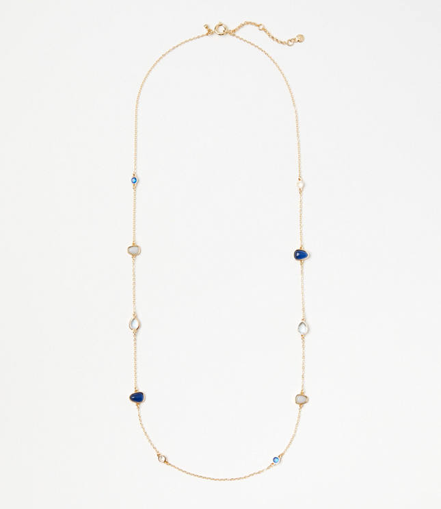 Mixed Gem Station Necklace - Deep Space Blue