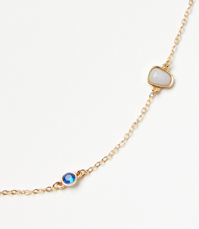 Mixed Gem Station Necklace - Deep Space Blue