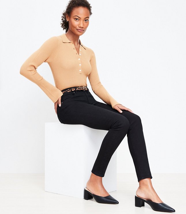 Petite High Rise Skinny Jeans in Black