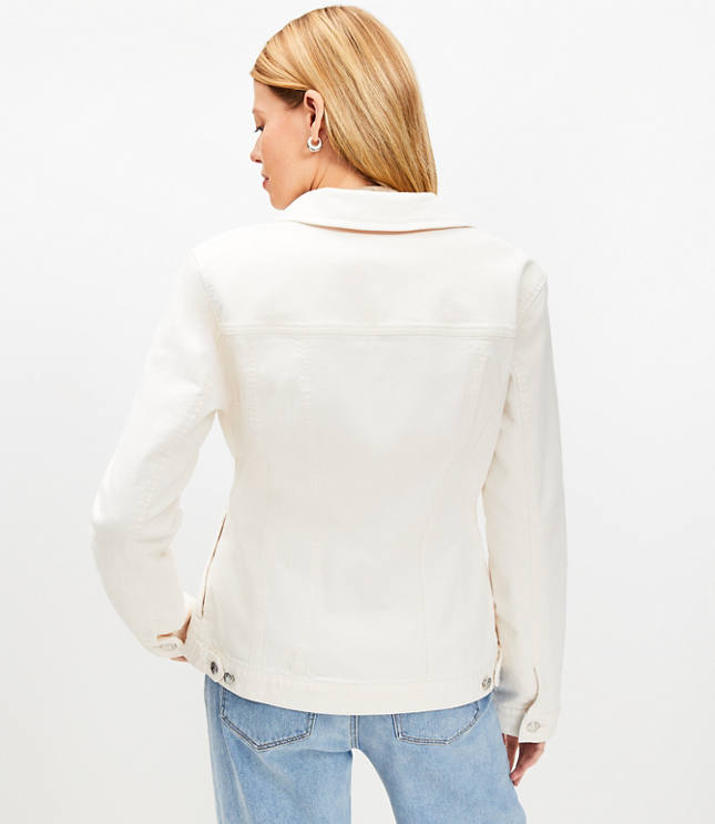 Petite Seamed Denim Trucker Jacket Ivory