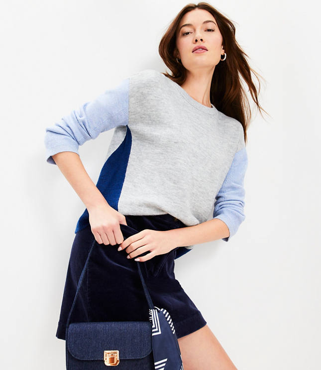 Colorblock Ribtrim Flare Sleeve Sweater