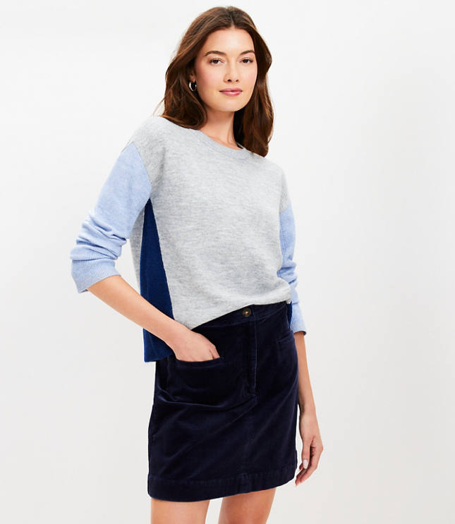 Colorblock Ribtrim Flare Sleeve Sweater