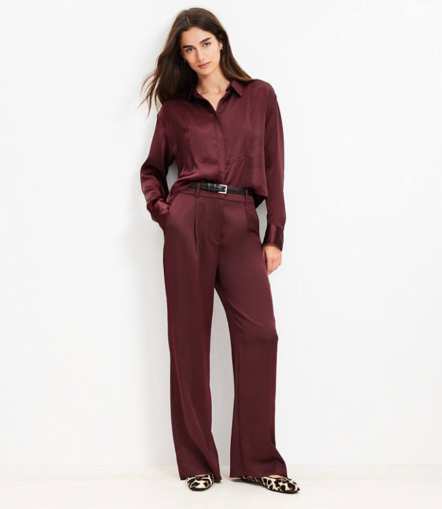 Petite Peyton Trouser Pants in Satin