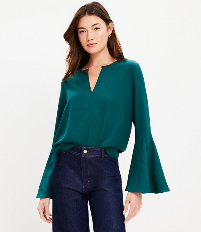 Godet Bell Sleeve Blouse