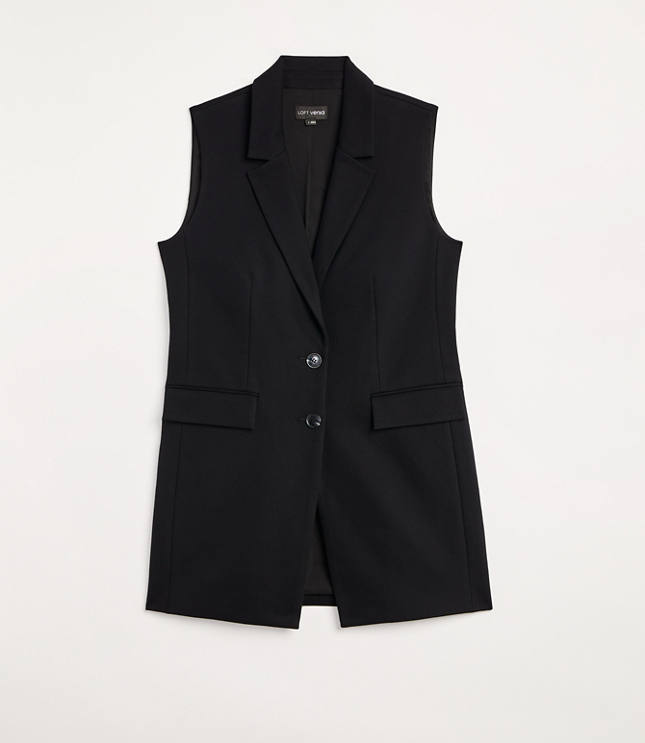 Petite LOFT Versa Ponte Deluxe Long Vest image number 4