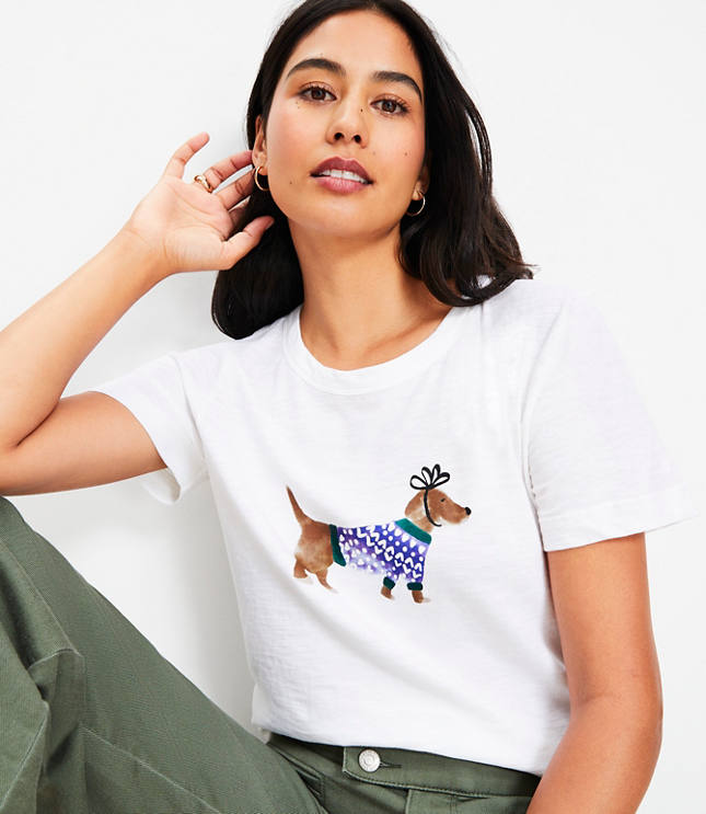 Petite Festive Dog Everyday Crew Tee