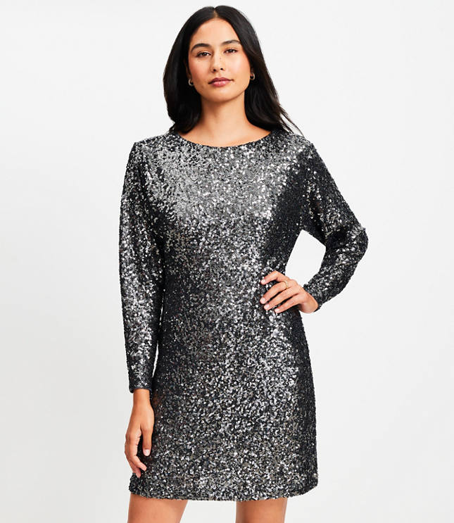 Petite Sequin Boatneck Mini Dress