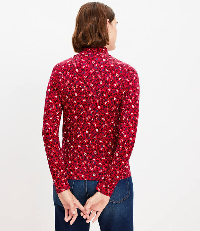 Petite Floral Long Sleeve Turtleneck Top