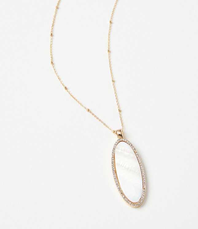 Mother Of Pearl Oval Pendant Necklace