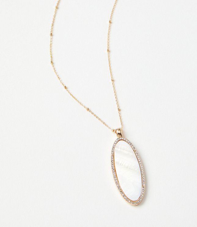 Double Chain Pendant Necklace - Mother Of Pearl