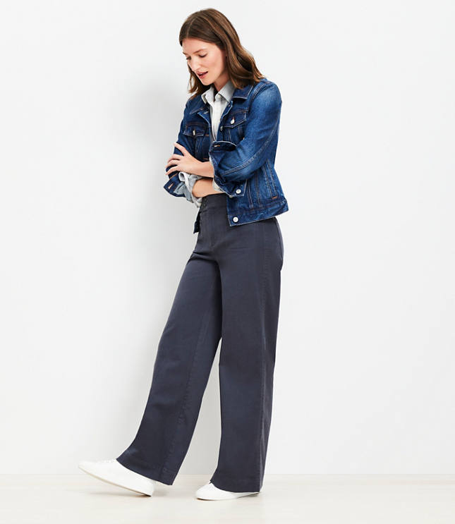 Tall Palmer Wide Leg Pants in Twill