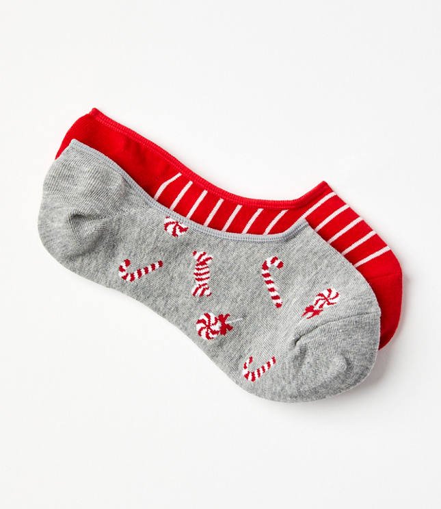 Candy Cane & Stripe No Show Sock Set