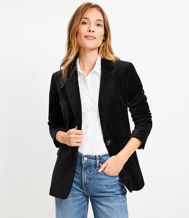 Petite Velvet Relaxed Blazer