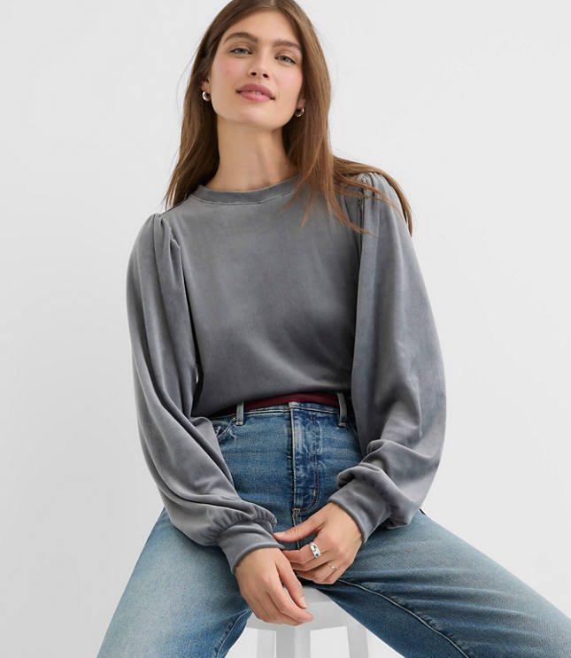 Petite Velour Sweatshirt