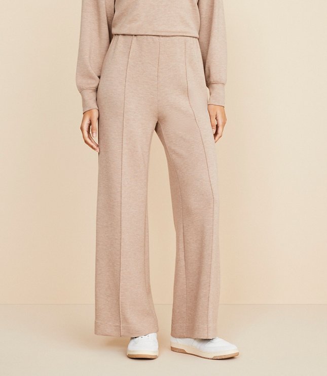 Lou & Grey Heathered Scubasoft Pintucked Wide Leg Pants