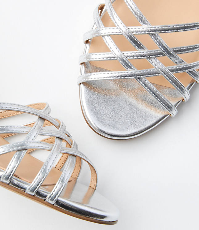 Metallic Ankle Strap Cage Heels