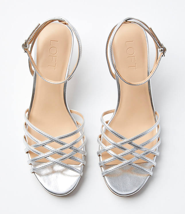 Metallic Ankle Strap Cage Heels