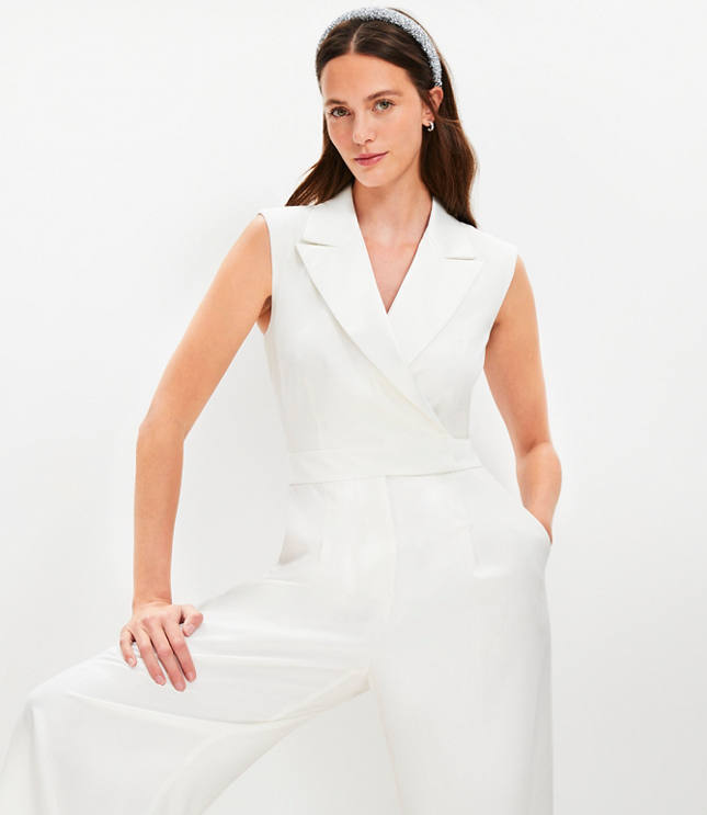 Satin Trim Lapel Jumpsuit