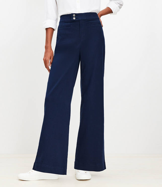 Petite Palmer Wide Leg Pants in Twill