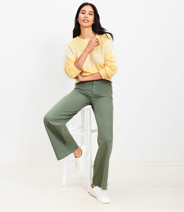 Petite Palmer Wide Leg Pants in Twill