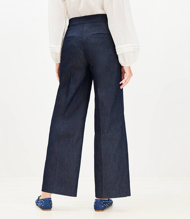 Curvy Coin Pocket Clean Wide Leg Pants in Refined Denim