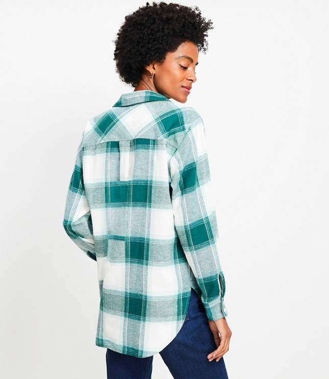 Plaid Angled Cuff Everyday Tunic Shirt