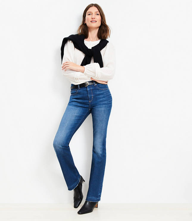Loft Petite Mid Rise Boot Jeans in Classic Black Wash