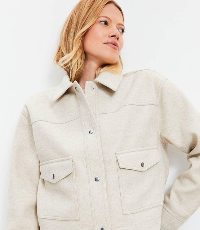 Petite Brushed Cropped Shirt Jacket
