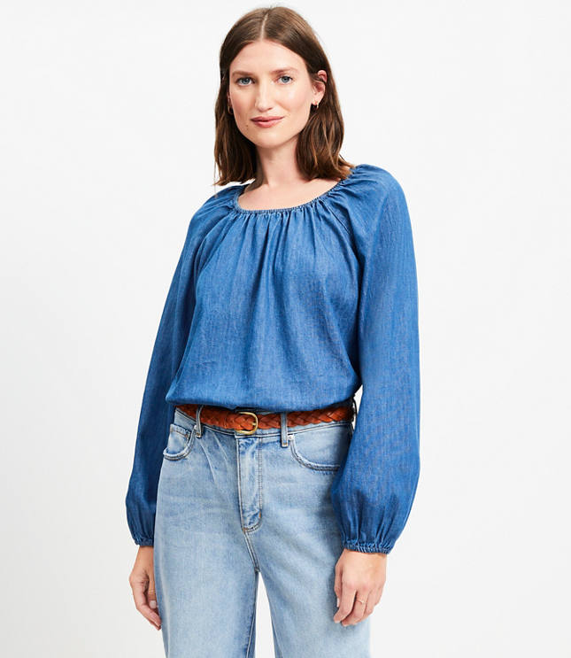 Loft chambray top deals