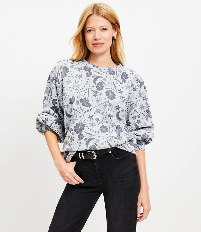 Snowflake Bloom Puff Sleeve Sweatshirt