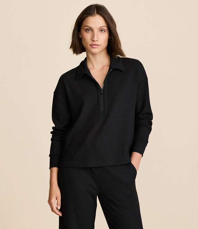 Lou & Grey Upstate Waffle Half Zip Top