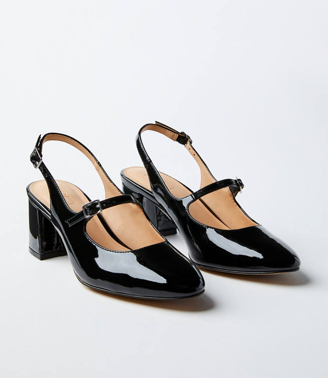 Loft Patent Mary Jane Slingback Heels