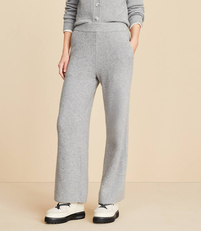 Petite Lou & Grey Ribbed Wide Leg Pants