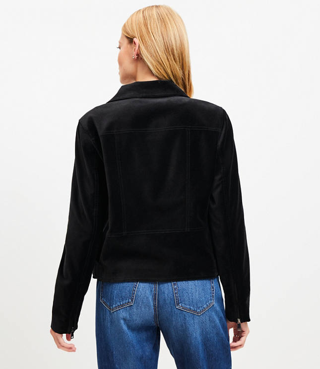 Petite Velvet Moto Jacket