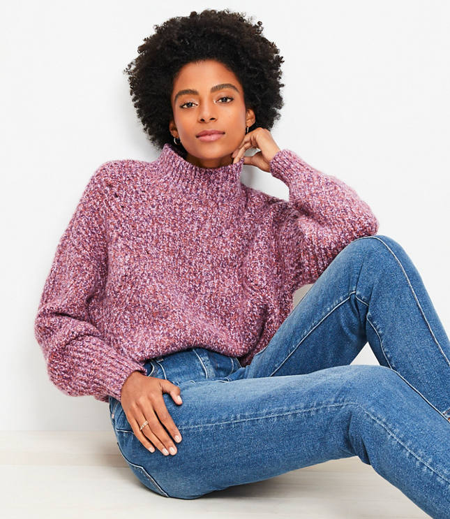 Sweater Mock Neck Short Sleeve Top Pants Set - Main Image