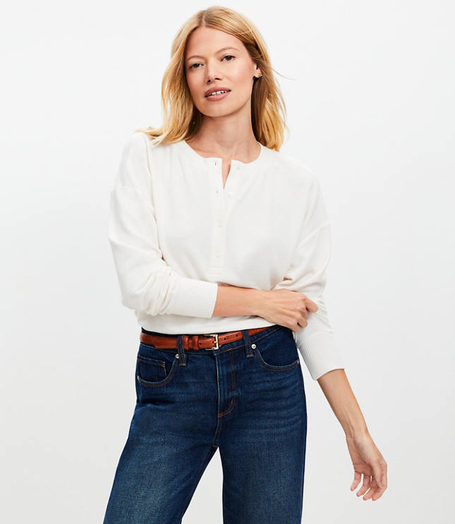 Petite Relaxed Henley Top