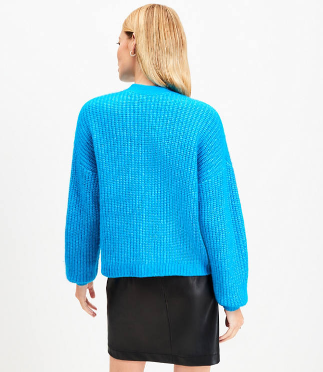 トップス Butterfly Yarn V-Neck Cardigan / blue $290 Line & Dot Women Blue V-Neck Shaker Knit Cardigan Crop
