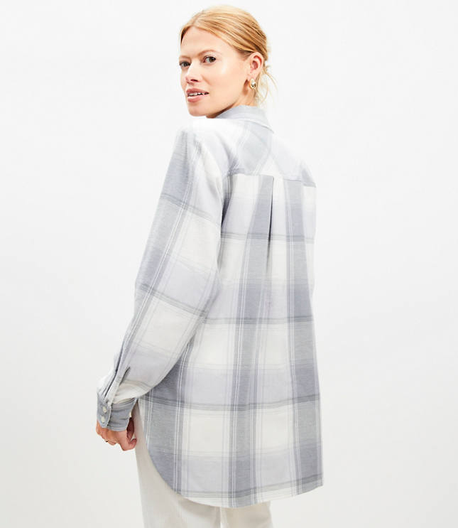 Plaid Angled Cuff Everyday Tunic Shirt