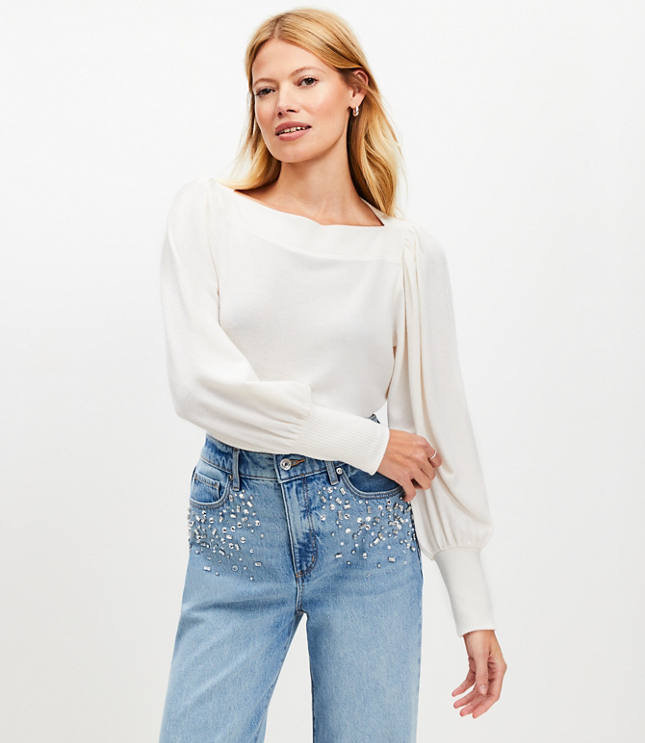 Puff Sleeve Boatneck Top