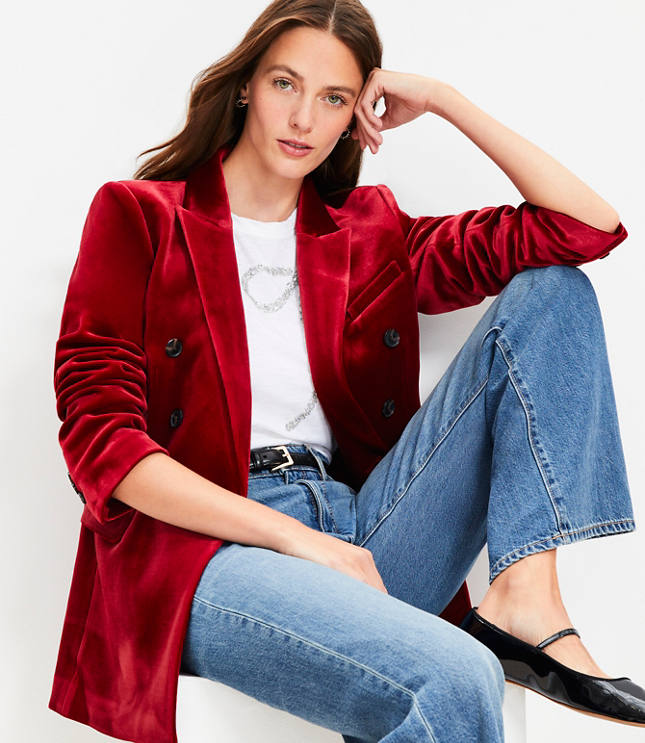 Velvet Double Breasted Blazer